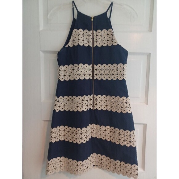 Lilly Pulitzer Annabelle mini dress 0 navy sleeveless gold trim classic preppy - Picture 4 of 9
